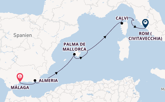 Westliches Mittelmeer ab Málaga, Spanien auf der Star Clipper