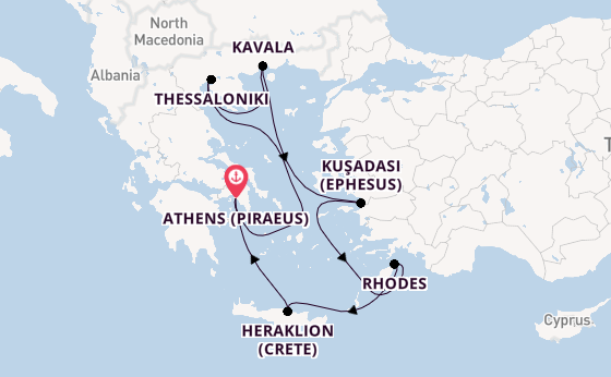 Eastern Mediterranean from Athens (Piraeus), Greece with the Celebrity Infinity
