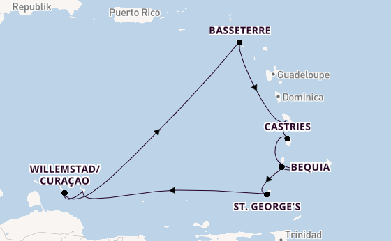 Südliche Karibik ab Bridgetown, Barbados auf der Silver Spirit