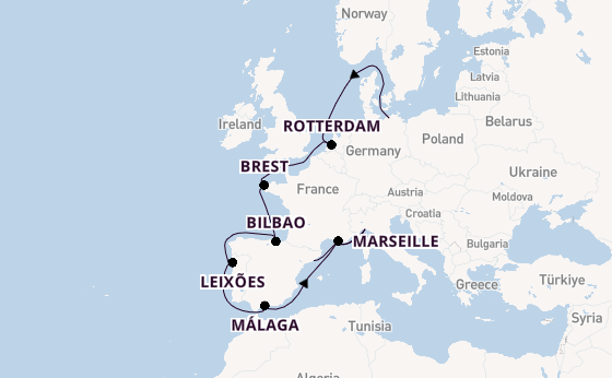 Westelijke Middellandse Zee vanaf Rostock, Warnemünde, Duitsland met de MSC Magnifica