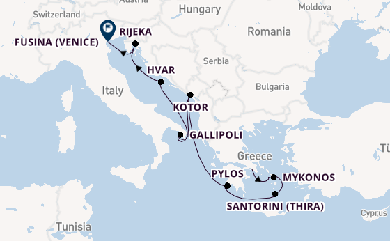 Eastern Mediterranean from Piraeus (Athens), Greece with the EXPLORA II