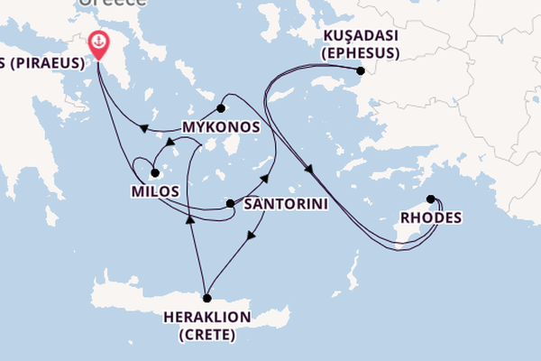 Eastern Mediterranean from Athens (Piraeus), Greece with the Silver Nova