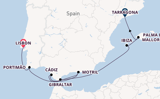 Western Mediterranean from Lisbon, Portugal with the Norwegian Dawn