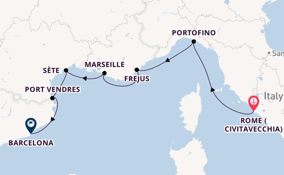 Western Mediterranean from Rome (Civitavecchia), Italy with the Seabourn Ovation 