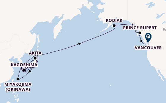 Transpazifik ab Tokio, Japan auf der Seabourn Encore