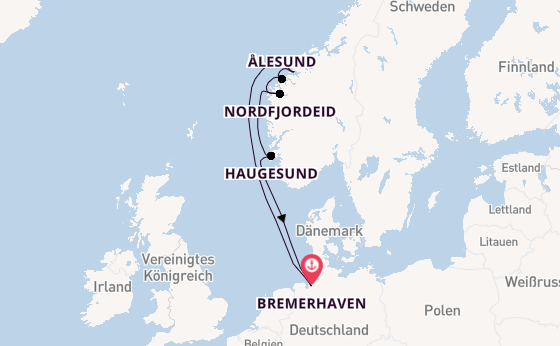 Norwegen ab Bremerhaven, Deutschland auf der Mein Schiff 3
