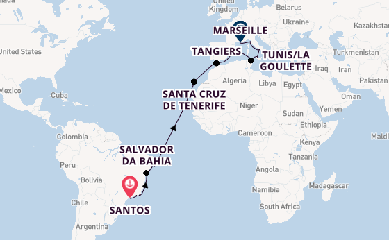 Transatlantic from Santos, Brazil with the MSC Virtuosa