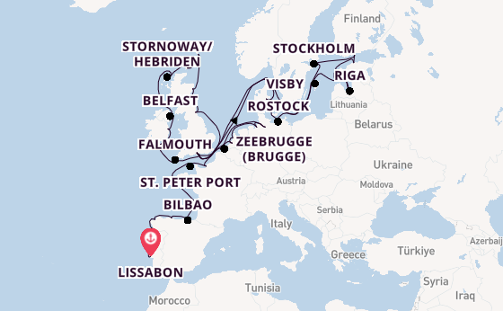 Britse Eilanden vanaf Lissabon, Portugal met de Marina