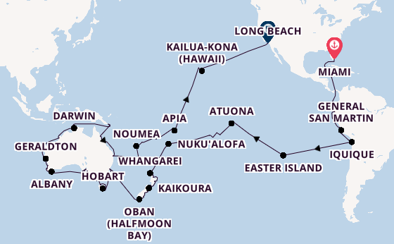 Transpacific from Miami, Florida with the Seabourn Quest