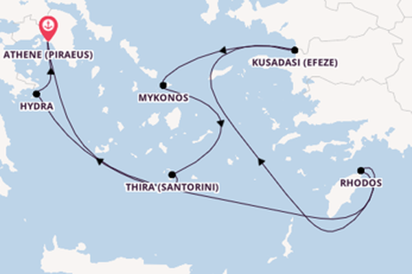 Oostelijke Middellandse Zee vanaf Athene (Piraeus), Griekenland met de Celebrity Infinity