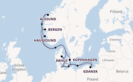 Noorwegen vanaf Kiel, Duitsland met de Mein Schiff Flow