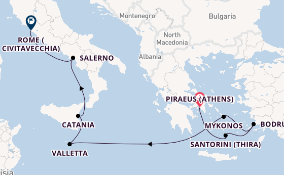 Mediterranean from Piraeus (Athens), Greece with the Scarlet Lady