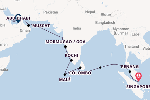 Southeast Asia from Singapore, Singapore with the Seven Seas Splendor