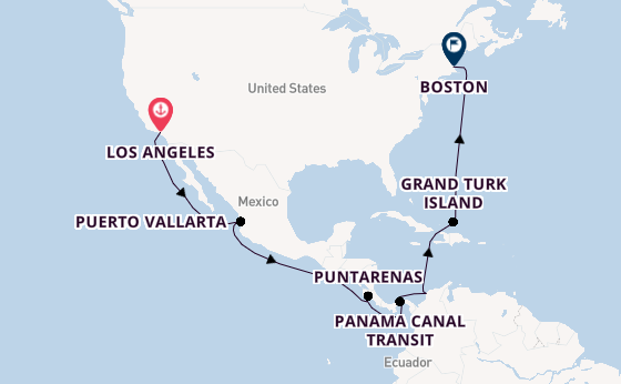 Central America from Los Angeles, California, USA with the Celebrity Summit