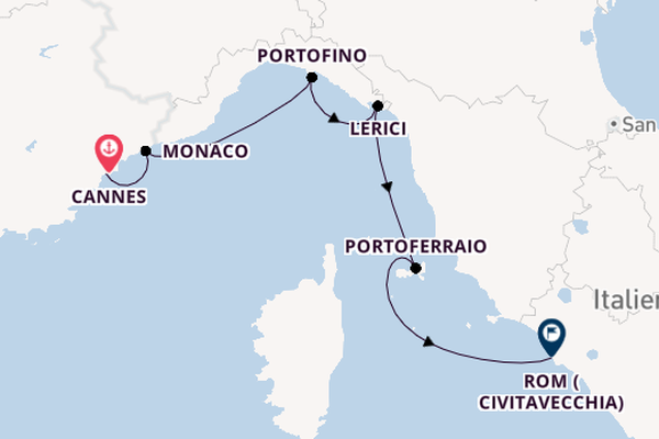 Westliches Mittelmeer ab Cannes, Frankreich auf der Royal Clipper