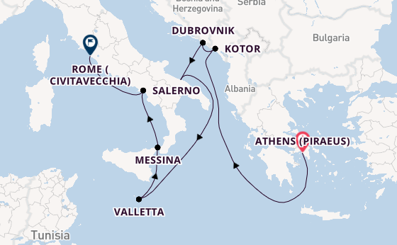 Mediterranean Sea from Athens (Piraeus), Greece with the Seven Seas Voyager