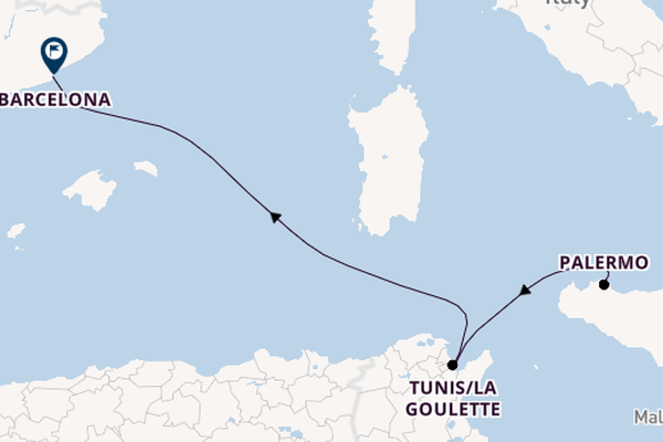 Westelijke Middellandse Zee vanaf Palermo, Sicilië met de MSC Euribia