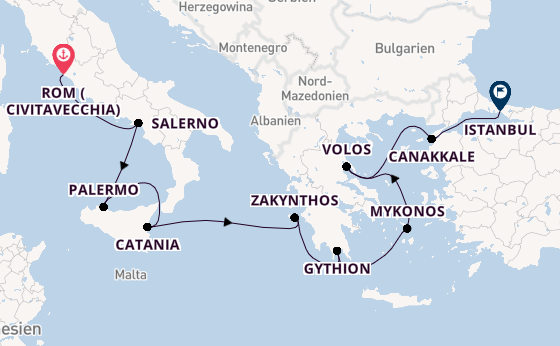 Mittelmeer ab Civitavecchia (Rom), Italien auf der Sirena