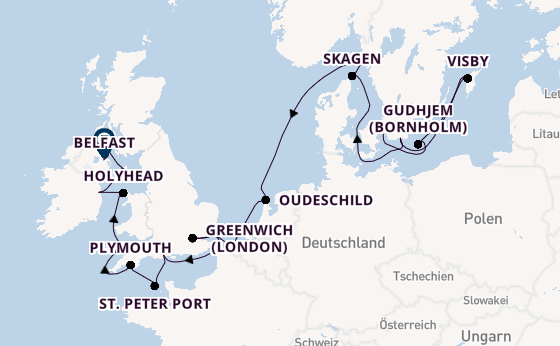 Britische Inseln ab Kopenhagen, Dänemark auf der Seabourn Venture