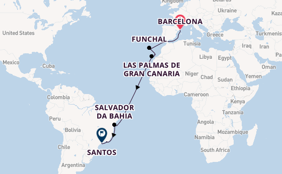 Transatlantic from Barcelona, Spain with the MSC Virtuosa