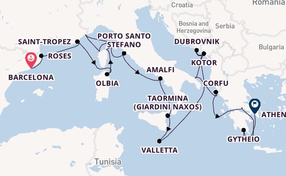 Mediterranean Sea from Barcelona, Spain with the Seabourn Ovation 