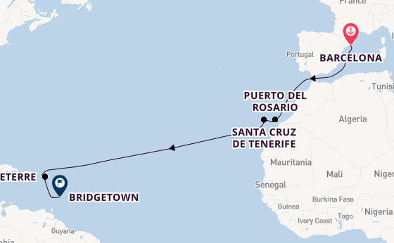 Caribbean from Barcelona, Spain with the MSC World Europa