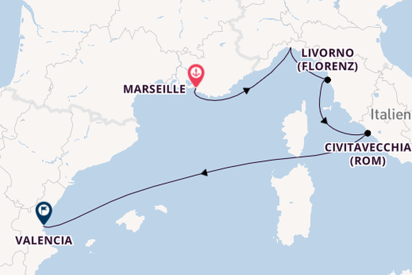 Westliches Mittelmeer ab Marseille, Frankreich auf der MSC Sinfonia
