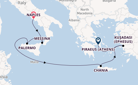 Mediterranean from Naples, Italy with the Sun Princess