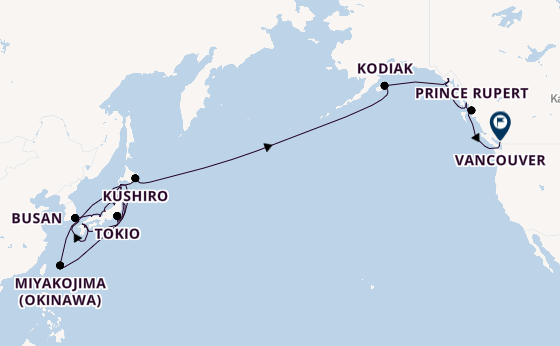 Transpazifik ab Yokohama (Tokio), Japan auf der Seabourn Encore