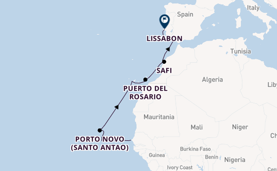 Portugal vanaf Dakar, Senegal met de Silver Endeavour