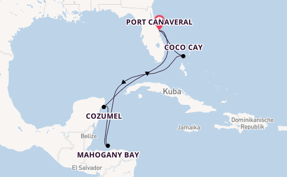 Karibik ab Port Canaveral, USA auf der Star of the Seas