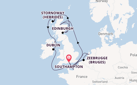 British Isles from Southampton, England with the Norwegian Sky
