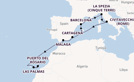 Westelijke Middellandse Zee vanaf Palma de Mallorca, Mallorca, Spanje met AIDAcosma