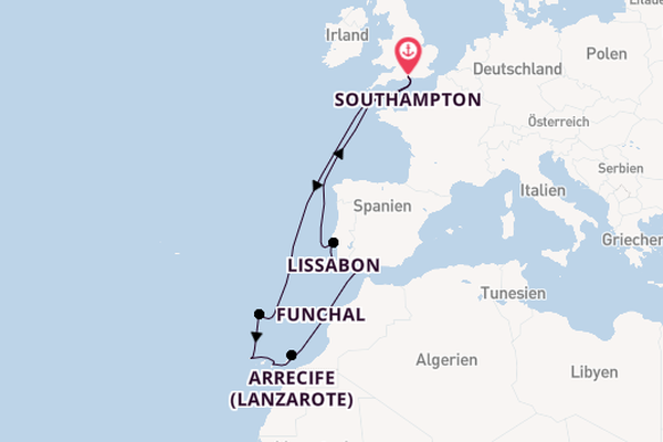 Kanarische Inseln ab Southampton, Großbritannien auf der Ventura