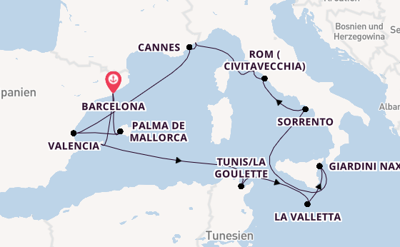 Westliches Mittelmeer ab Barcelona, Spanien auf der EXPLORA I
