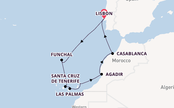 Canary Islands from Lisbon, Portugal with the Seven Seas Splendor