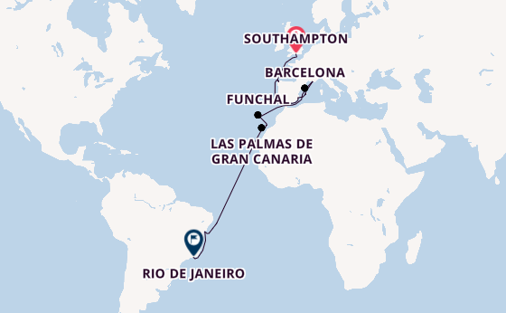 Transatlantic from Southampton, England with the MSC Virtuosa