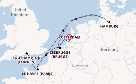 Engeland vanaf Rotterdam, Nederland met de MSC Preziosa