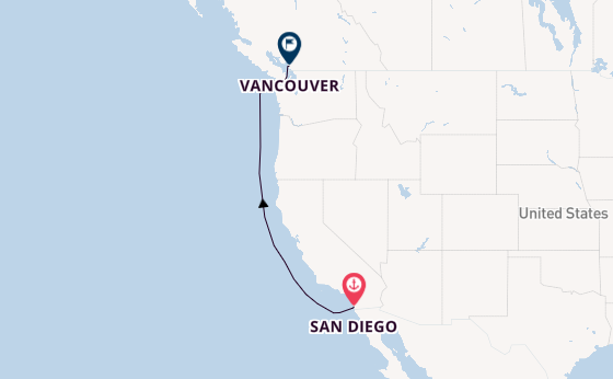 West Coast USA from San Diego, California with the Disney Magic