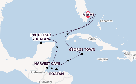 Caribbean vanaf Miami, Verenigde Staten met de Seven Seas Grandeur