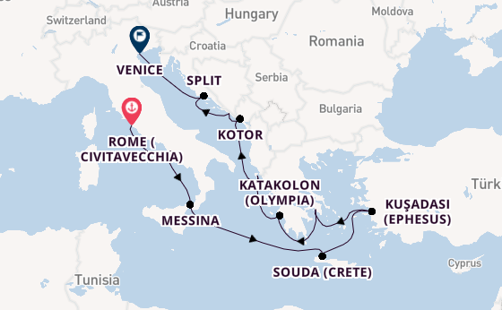 Mediterranean Sea from Rome (Civitavecchia), Italy with the Viking Saturn
