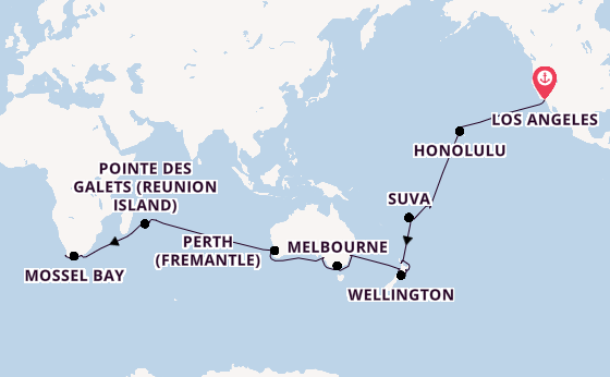 Luxury South Pacific & Indian Ocean with Los Angeles & Cape Town Stay
