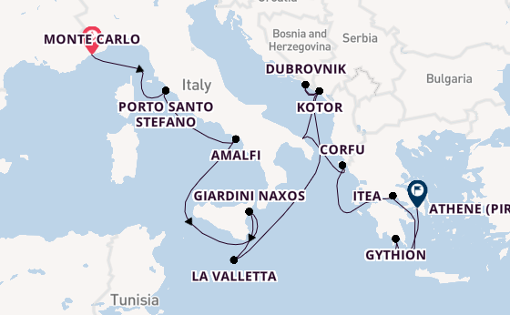 Middellandse Zee vanaf Monte Carlo, Monaco met de Seabourn Ovation