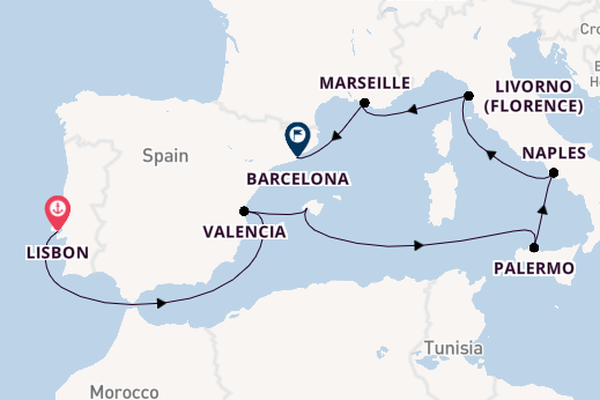 Western Mediterranean from Lisbon, Portugal with the MSC Seaside