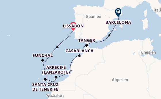 Nordafrika ab Lissabon, Portugal auf der Seven Seas Voyager