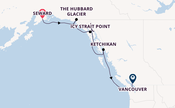 Alaska ab Seward, Alaska auf der Celebrity Solstice
