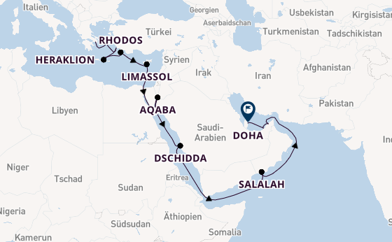 Östliches Mittelmeer ab Piräus (Athen), Griechenland auf der Marina