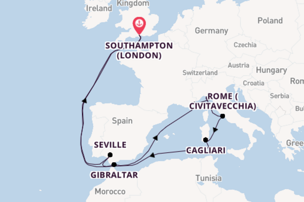 Western Mediterranean from Southampton (London), England, United Kingdom with the Celebrity Apex