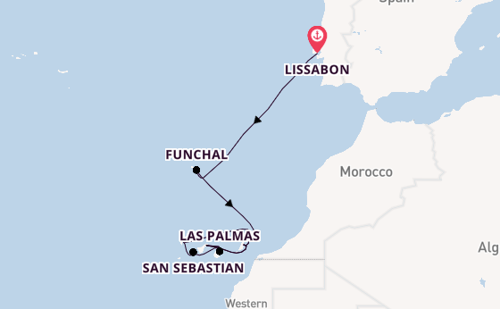 Canarische Eilanden vanaf Lissabon, Portugal met AIDAsol