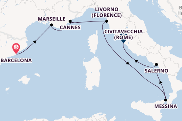 Westelijke Middellandse Zee vanaf Barcelona, Spanje met de Norwegian Epic